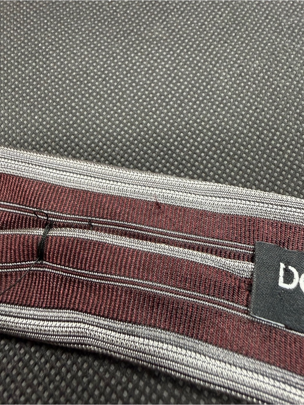 Dolce & Gabbana Italy Silk Tie Burgundy Gray Striped 59” x 3.5” - Picture 9 of 9